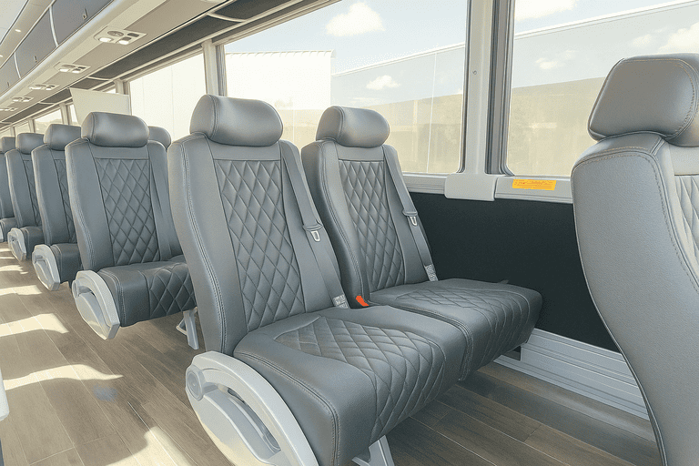 interior of Commerce City Coach Bus Service charter bus