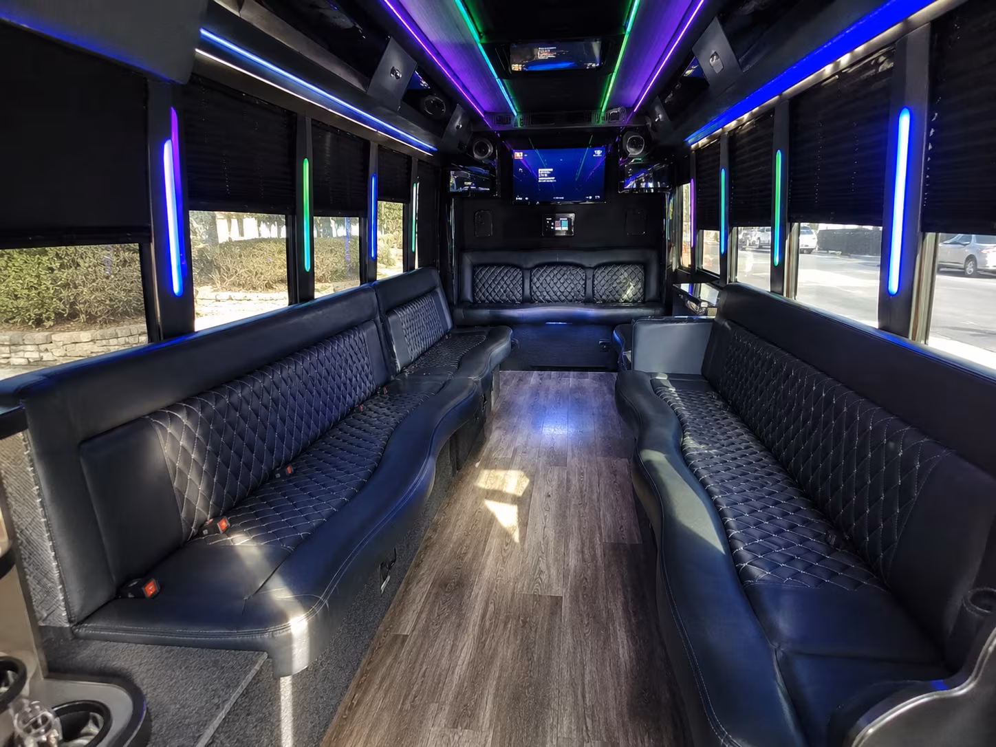 commerce city 15 passenger party bus interior