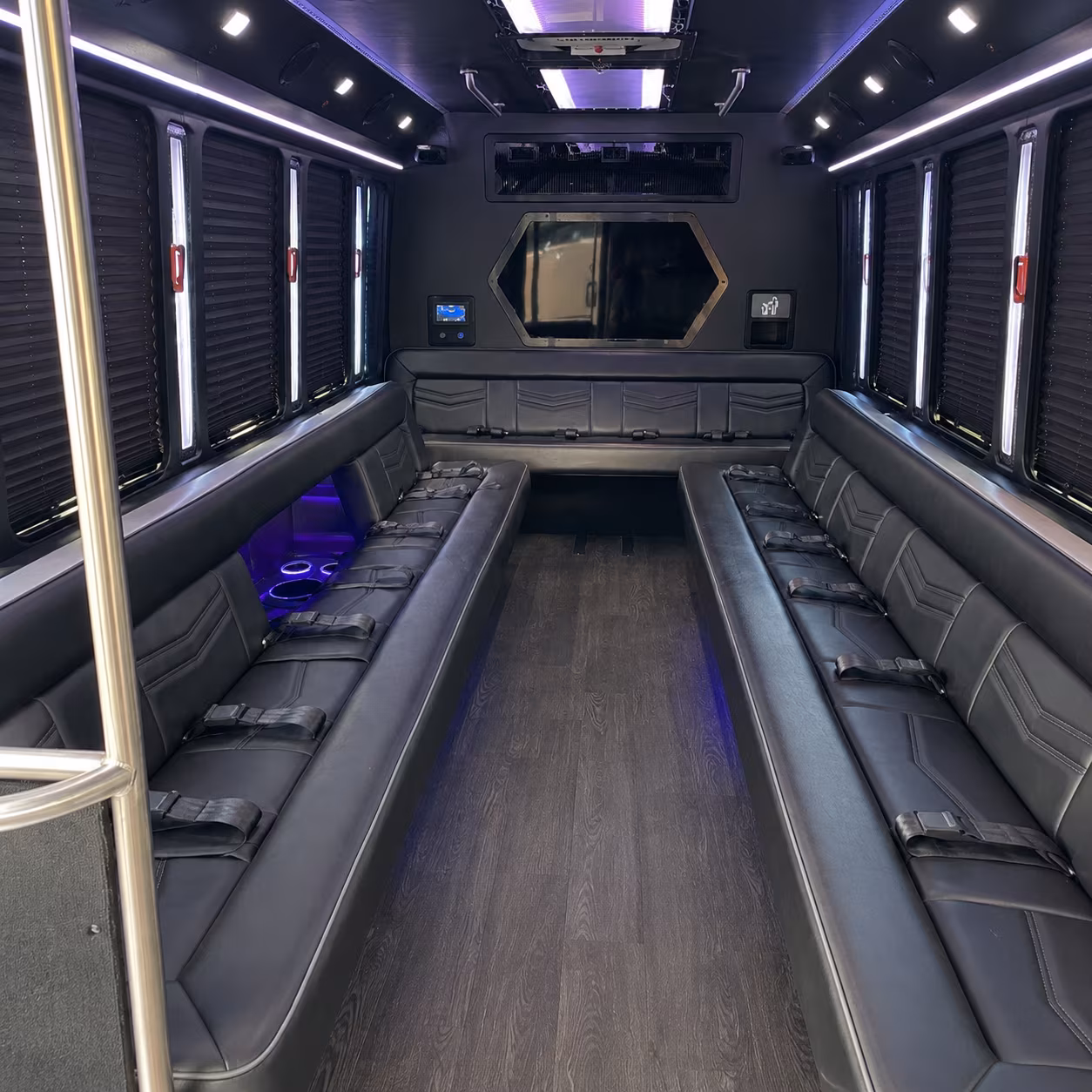commerce city 18 passenger party bus interior