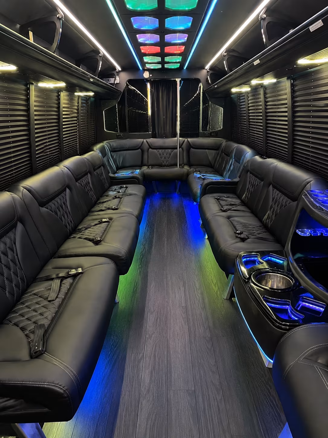 commerce city 20 passenger party bus interior