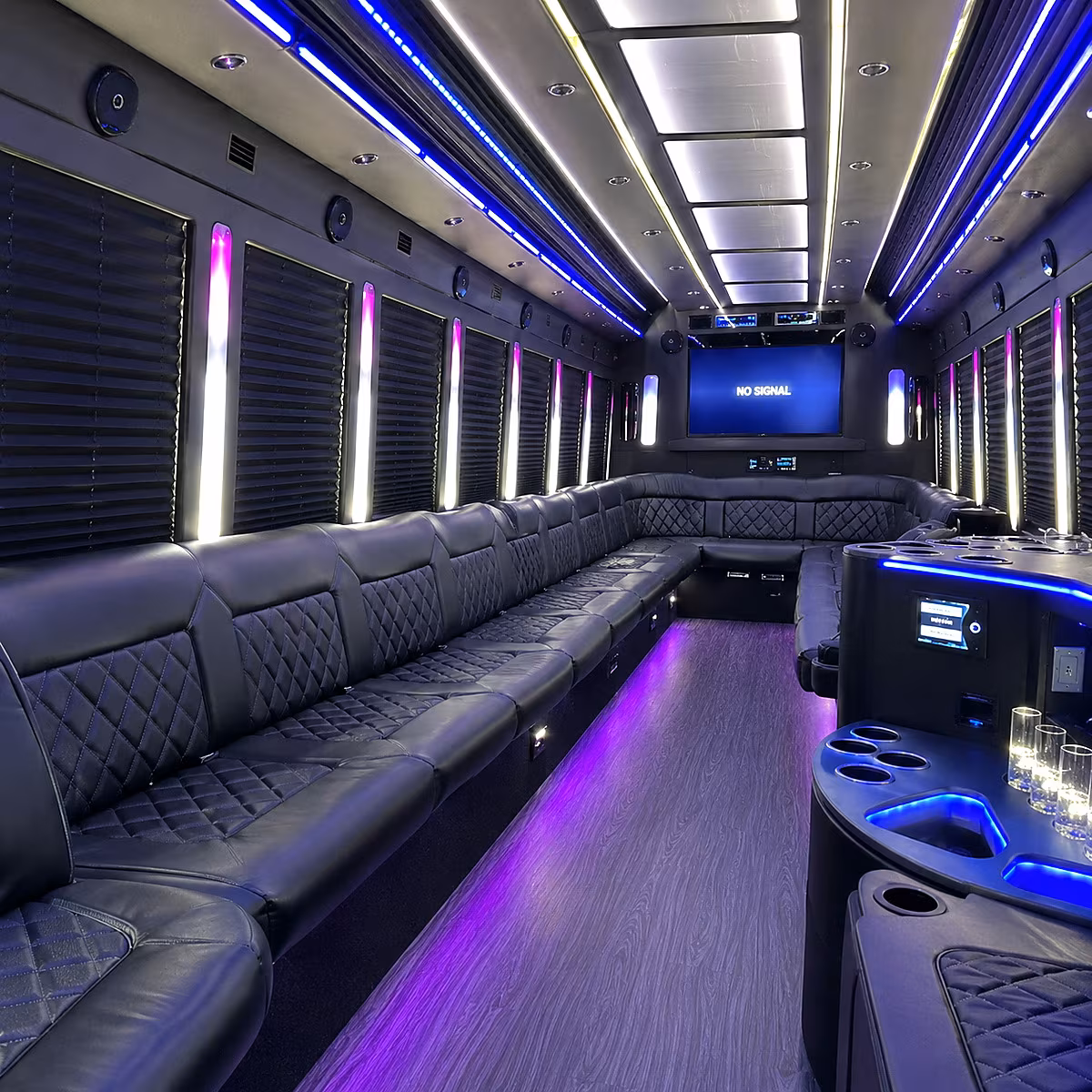 commerce city 30 passenger party bus inside
