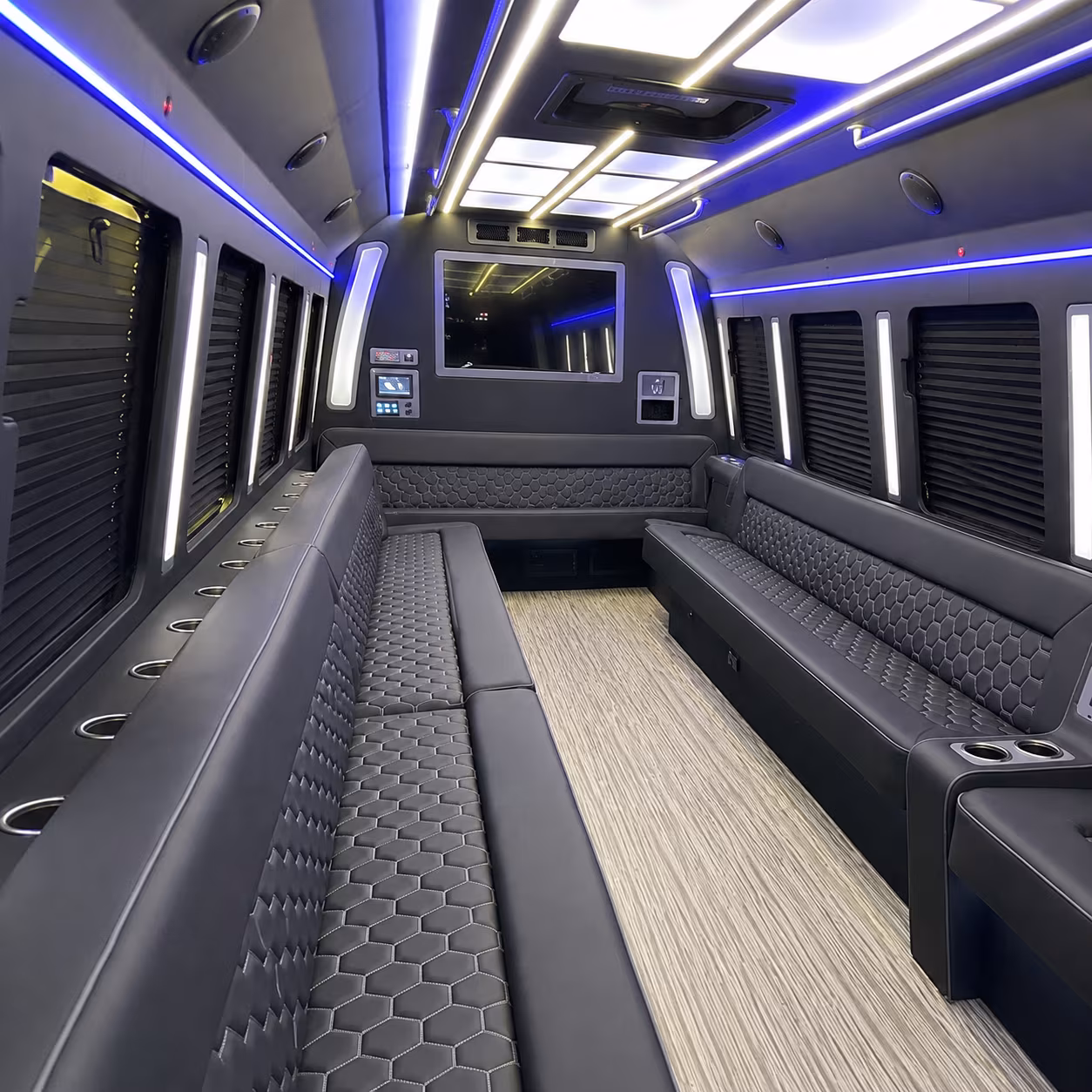 commerce city 40 passenger party bus inside
