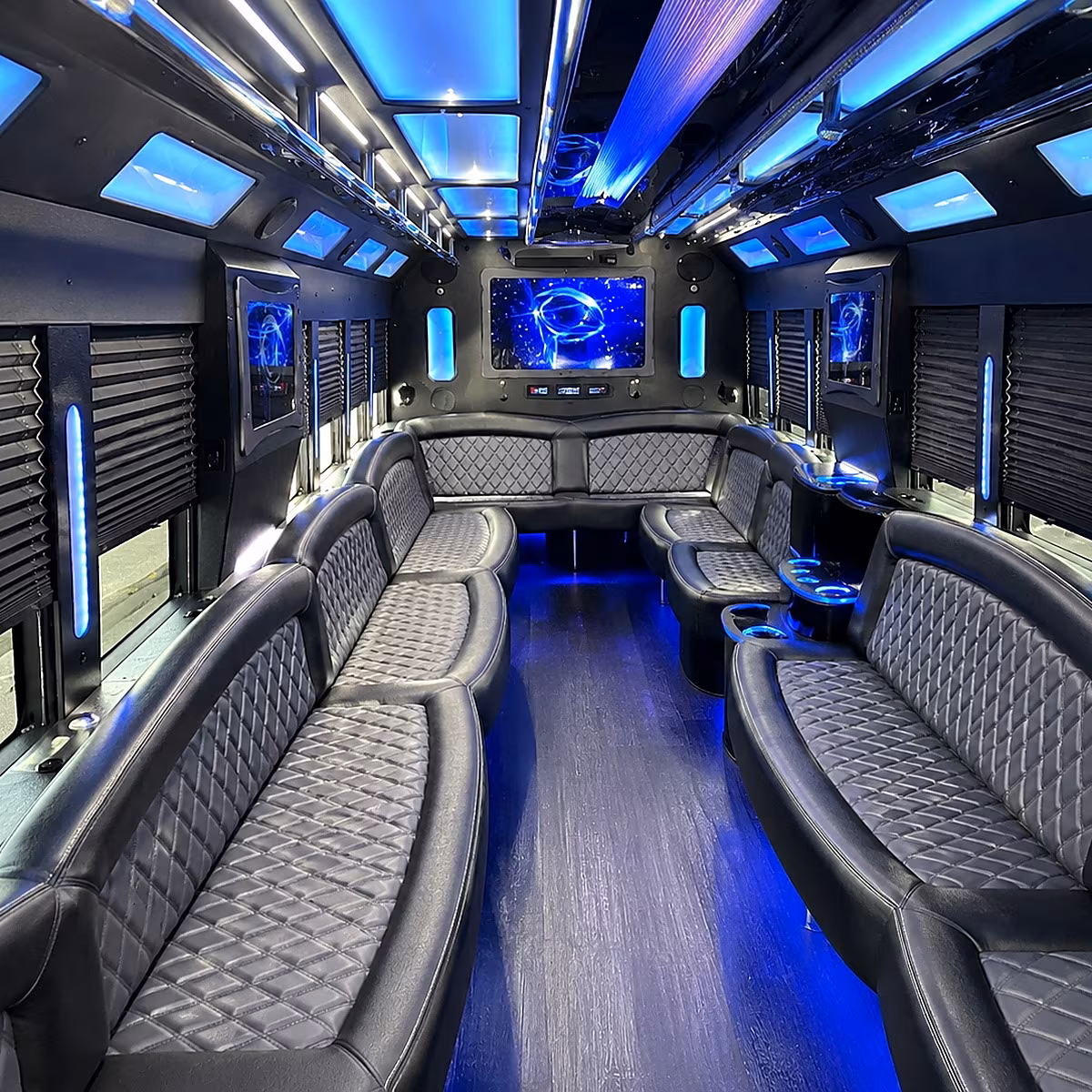 commerce city 50 passenger party bus interior
